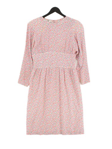 Valentino Abito Donna Midi UK 14 Bianco 100% Seta A Line