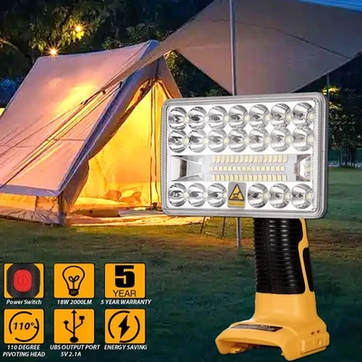 Taschenlampe für Dewalt 18v Akku 18w 2000LM Tragbares Licht w/3 Modi Beleuchtung - Bild 1 von 4