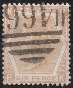 SG122b Sn:#59PL11 used 1872 6d GREAT BRITAIN  Queen Victoria - Surface Printed - Picture 1 of 2