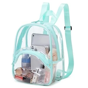 Clear Mini Backpack for Stadium Events Approved 12 x6 x12 Transparent Teal - Picture 1 of 7