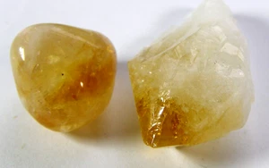 CITRINE TUMBLESTONE & POINT -  joy of life,  positivity  in pouch #2 - Picture 1 of 5