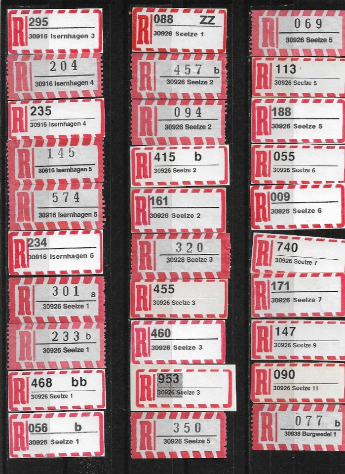 R-Zettel/BRD/5-stellige PLZ/30916 Isernhagen 3 - 30938 Burgwedel 1 (30 versch.) - Bild 1 von 1