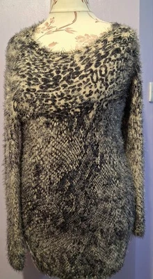 QUIX. Multi Black/Beige Fluffy Jumpet Size L - Image 1 of 4