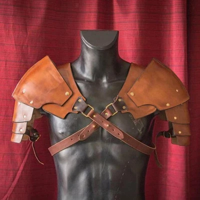 Medieval Shoulder Armor PU Leather Steampunk Knight Shoulder Armor Pirate - Image 1 of 4