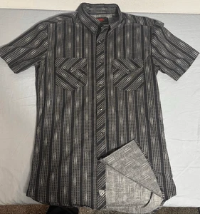 Rock & Roll Jeanshemd Herren Small Schwarz Abstrakt Western Perlen Druckknopf Modern Fit - Bild 1 von 7