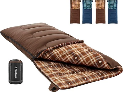 Saco de dormir Kingcamp para adultos, clima frio e quente XL flanela grande e alta Sl - Imagem 1 de 4