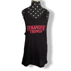 Stranger Things Womens Tank Top Sz XS Black Red H&M Netflix Collab Cotton NEW - Picture 1 of 4