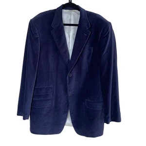 Perry Ellis Sz 38S Mens Velvet Sport Coat Blazer Jacket Navy Blue Formal Holiday - Picture 1 of 10