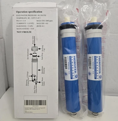 Hidrotek TFC DI Reverse Osmosis Membrane 75 GPD Fits Standard RO Unit 2-pk - Image 1 of 4