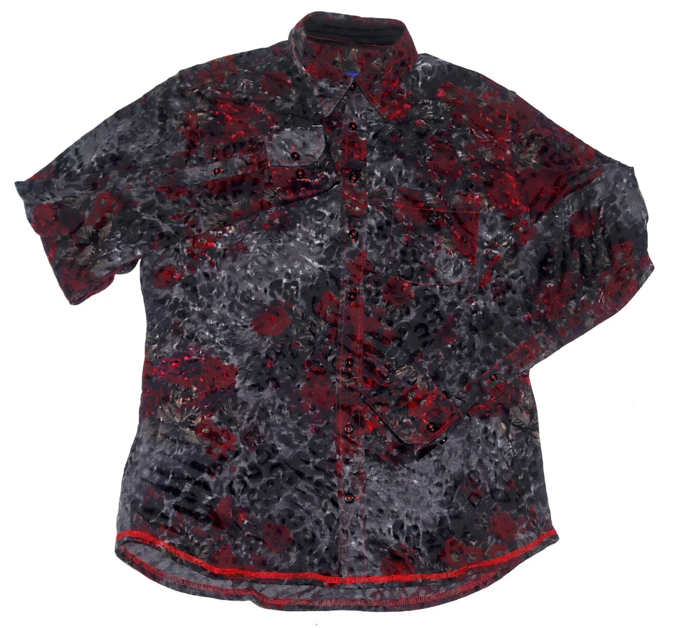 Georg Roth Long Sleeve Button Front Velvet Abstract Dress Shirt Size Medium - Image 1 of 4