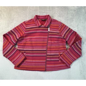 Peace Love World Striped Moto Jacket Pink Orange Zip Front Medium NWT - Picture 1 of 16