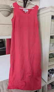 Jessica Howard Pink Peach Long Maxi Linen Dress 12 M L Lined Tank Summer Modest - Picture 1 of 5