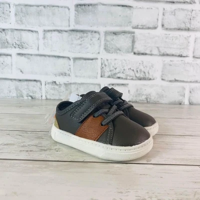 Carters Infant Shoes Size 3 Charcoal/Brown JY21DO2H Hook & Loop Closure Loafers - Image 1 of 4