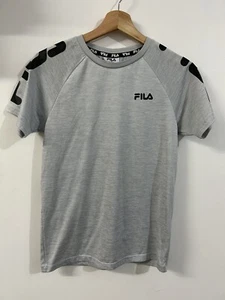 Fila Youth Size 14 Grey & Black Unisex Tee - Like New - Quality - Polyester - Picture 1 of 7