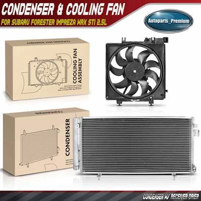 Kit de montaje de condensador y ventilador de refrigeración de CA para Subaru Forester Impreza WRX STI 2,5 L Foto 1 de 4
