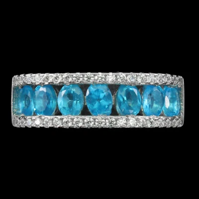 925 Anello Argento Sterling Rotondo Apatite 4x3mm Gemma Gioielli Misura 6.5 - Immagine 1 di 4