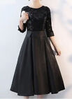 Size 18 Black Fit Flare A Line Skater Sequin Bodice Midi Party Wedding Dress