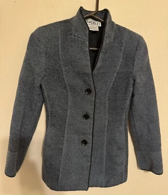 Vintage Carlisle Wool Jacket Coat Womens Size 2 Felt Dark Blue Thick Button Up - Image 1 of 4