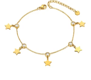 Minimalist CZ Star Charm Anklet Adjustable Foot  Jewelry Gift for Women Gift - Picture 1 of 7