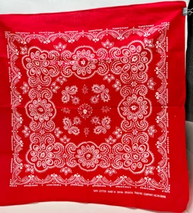 Bandana lot of 11 Vintage Chinese white print red cotton Paisley 20 X 20" - Picture 1 of 5