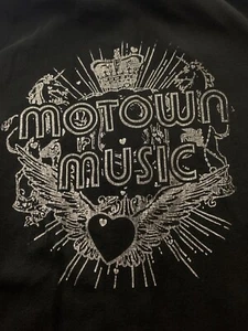 Vintage Motown Music Womens Hoodie Sweatshirt Black Large R&B Soul Hip Hop Label - Picture 1 of 5