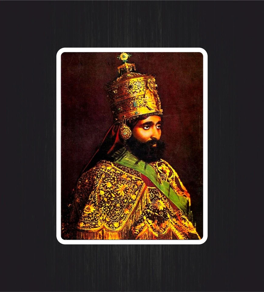 Autocollant sticker voiture rasta jah reggae haile selassie ethiopie drapeau