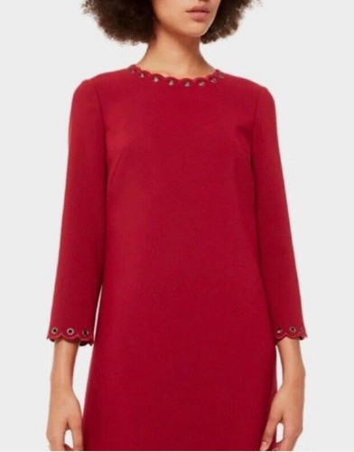 Kate Spade $398 Taglia 10 Grommet Mini Abito Cambio Rosso Russet Vacanze Natale