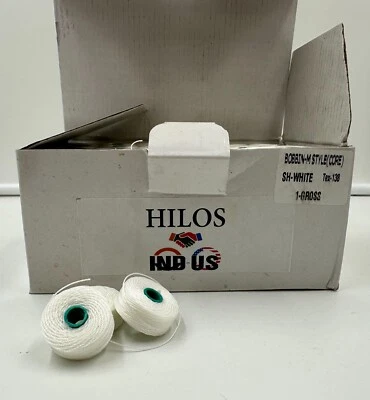 TEX 138 STYLE M NEW WHITE POLYESTER BOBBINS W/CORE 1 GROSS (144 PCS) - Image 1 of 4