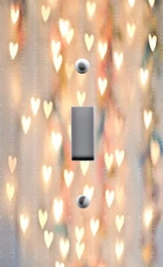Lichtschalter Platte bedeckt mit BILD VON BOKEH LICHTERKETTE ROSA PFIRSICH - Bild 1 von 26