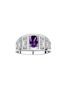 RYLOS 14K White Gold Classic Ring 7x5mm Gemstone & Diamond Accent, Sizes 5-10 - Picture 1 of 30