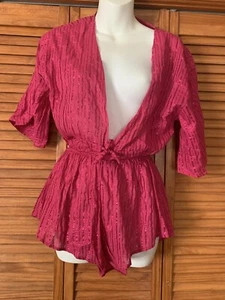 Victoria Secret Beach Cover Up- Shorts Romper- Fuscia/hot Pink-XL Retail:$69.95 - Picture 1 of 4