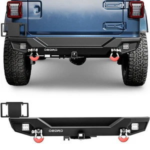 OEDRO Rear Bumper for 2018-2025 Jeep Wrangler JL Unlimited w/ LED Lights D-Rings - Picture 1 of 6