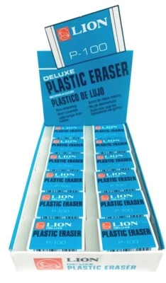 LION PLASTIC TRANSPARENT ERASERS HIGH QUALITY P-100 - Pack Of 24 Erasers - Image 1 of 4