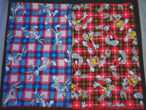 Lot 2 Bugs Bunny Looney Tunes Handmade Cotton Baby Flannel Receiving Blankets - Picture 1 of 4