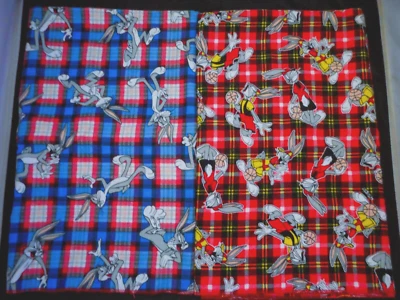 Lot 2 Bugs Bunny Looney Tunes Handmade Cotton Baby Flannel Receiving Blankets - Image 1 of 4
