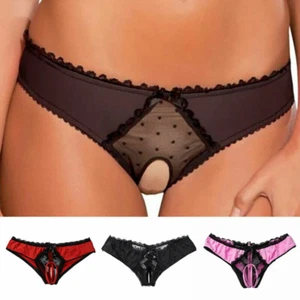 Sexy Women Thongs Panties Open Crotch Crotchless Underwear Lace G-string Briefs - Picture 1 of 15