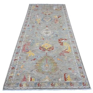 4'2"x9'6" Silver Fine Aryana All Over Design Wide Runner Oriental Rug G89495 - Picture 1 of 6