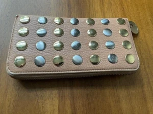 Deux Lux Gold/Silver flat studs Beige Wallet 7.5" x 4" x 1" - Picture 1 of 10