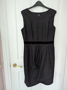 Hobbs dark grey Wool blend Shift Dress size 12 midi workwear corp core layering - Picture 1 of 7