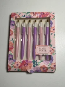 Nuevo en Caja James Burke Collection 6 Piezas Juego de Plumas Rosa/Púrpura Inspirativo - Imagen 1 de 3