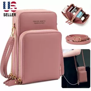 Womens Mini Crossbody Touch Screen Purse Cell Phone Bag Shoulder Handbag Pink - Picture 1 of 9