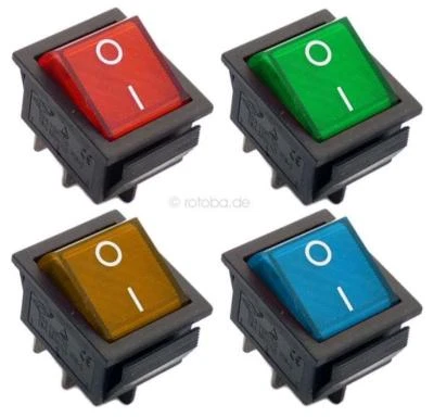 MARKENLOS Beleuchteter Wippschalter, Wippenschalter EIN 230V Schalter 4 Farben #06x