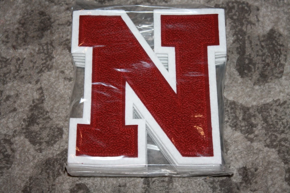 Vintage School Letterman Varsity chenille Letter N Sports sew on patch DARK RED - Image 1 of 1