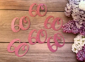 60th Birthday Pink Glitter Cupcake Toppers Number 60 Cake Decorations Picks - Picture 1 of 1