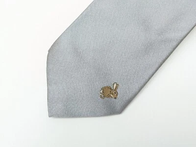 Paul Smith Tie - BNWT Men's Grey, Rabbit Embroidered 100% Silk tie - Imagem 1 de 4