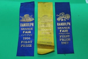 1916-17 Randolph Grange Kirmesbänder - 2 blaue 1. Platz & 1 gelbe 3. Platz - Bild 1 von 2