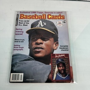 Baseball Cards February 1990 Magazine RICKEY HENDERSON with CARDS