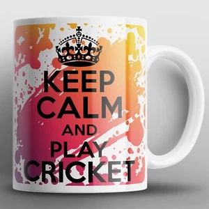 Tazza da cricket Keep Calm And Play tazze cricketing wicket mazza regalo sportivo - Foto 1 di 2