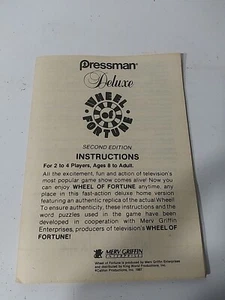 Vtg Wheel of Fortune Pressman 1986 Replacement Part Pieces Instructions Faded - Picture 1 of 2