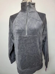 Wild Fable Damen Quarter Zip Velour Tunika Sweatshirt dunkelgrau Größe L - Bild 1 von 8